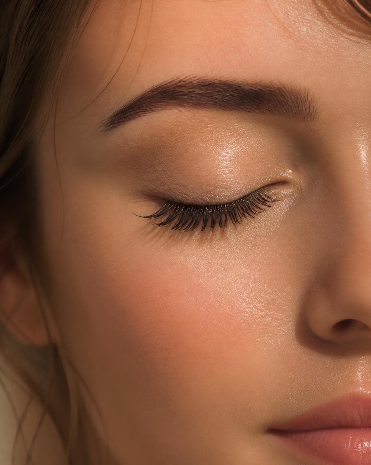 Close-up of lifted lashes